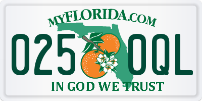 FL license plate 0250QL
