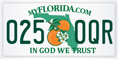 FL license plate 0250QR