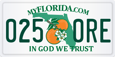 FL license plate 0250RE