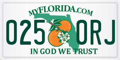 FL license plate 0250RJ