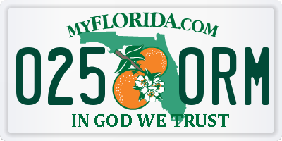 FL license plate 0250RM
