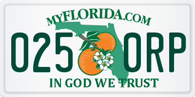 FL license plate 0250RP