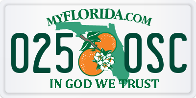 FL license plate 0250SC