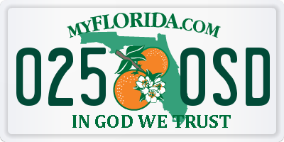 FL license plate 0250SD