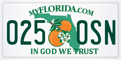 FL license plate 0250SN
