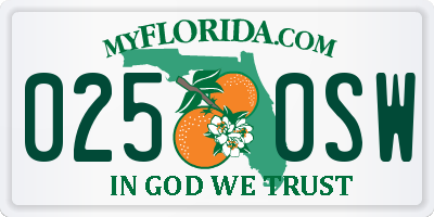 FL license plate 0250SW