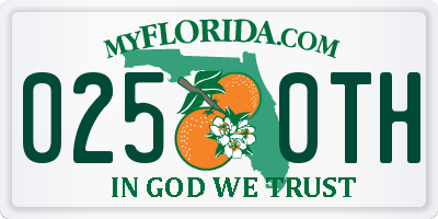 FL license plate 0250TH