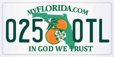 FL license plate 0250TL