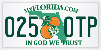 FL license plate 0250TP