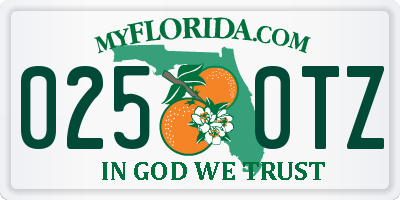 FL license plate 0250TZ