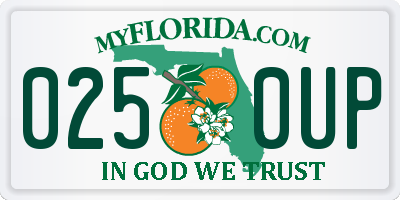 FL license plate 0250UP