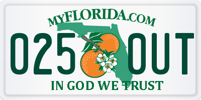 FL license plate 0250UT