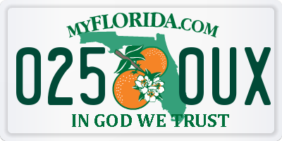 FL license plate 0250UX
