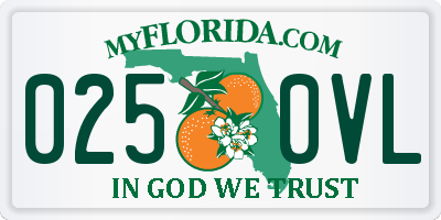 FL license plate 0250VL
