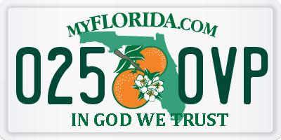 FL license plate 0250VP