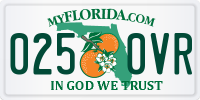 FL license plate 0250VR