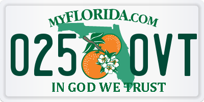 FL license plate 0250VT