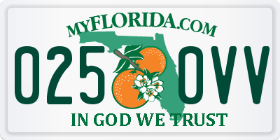 FL license plate 0250VV
