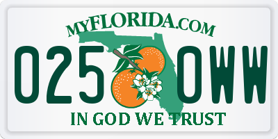 FL license plate 0250WW