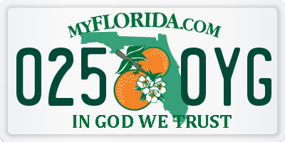 FL license plate 0250YG