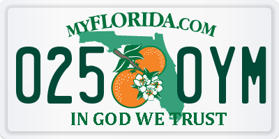 FL license plate 0250YM