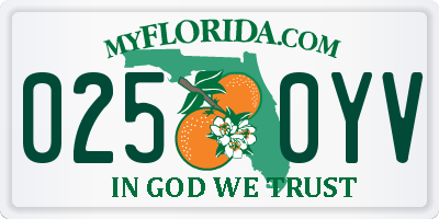 FL license plate 0250YV
