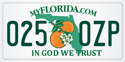 FL license plate 0250ZP