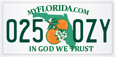 FL license plate 0250ZY