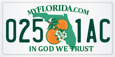 FL license plate 0251AC
