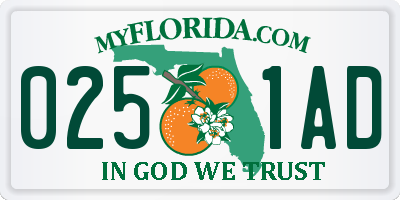 FL license plate 0251AD