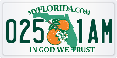 FL license plate 0251AM