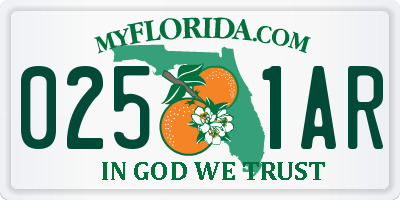 FL license plate 0251AR