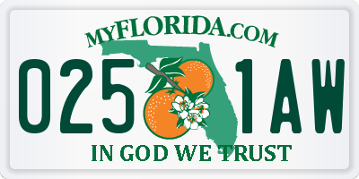 FL license plate 0251AW