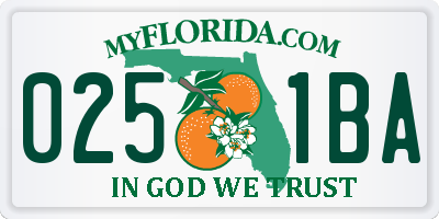 FL license plate 0251BA
