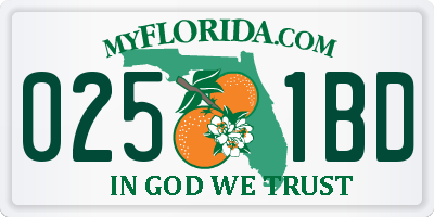 FL license plate 0251BD