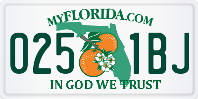 FL license plate 0251BJ