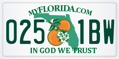 FL license plate 0251BW