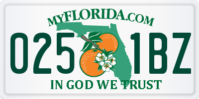 FL license plate 0251BZ