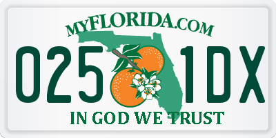 FL license plate 0251DX