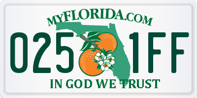 FL license plate 0251FF