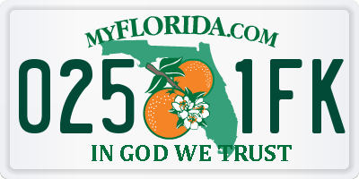 FL license plate 0251FK