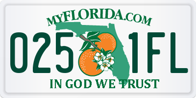 FL license plate 0251FL