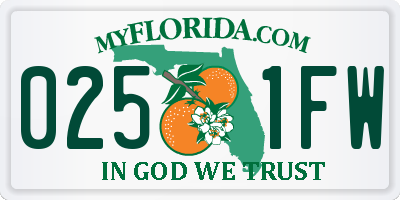 FL license plate 0251FW