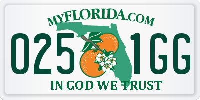 FL license plate 0251GG