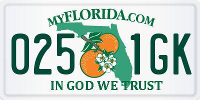 FL license plate 0251GK