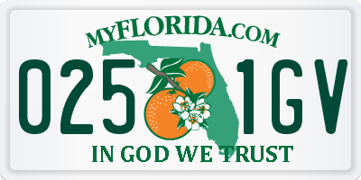 FL license plate 0251GV