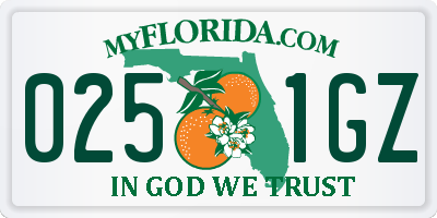 FL license plate 0251GZ