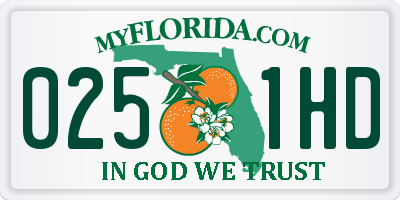 FL license plate 0251HD