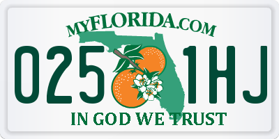 FL license plate 0251HJ
