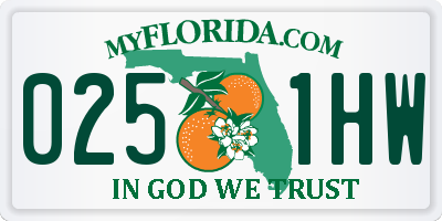 FL license plate 0251HW